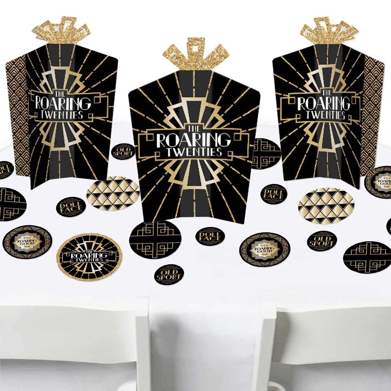 Big Dot of Happiness Roaring 20’s - 1920s Art Deco Jazz Party Decor and Confetti - Terrific Table Centerpiece Kit - Set of 30